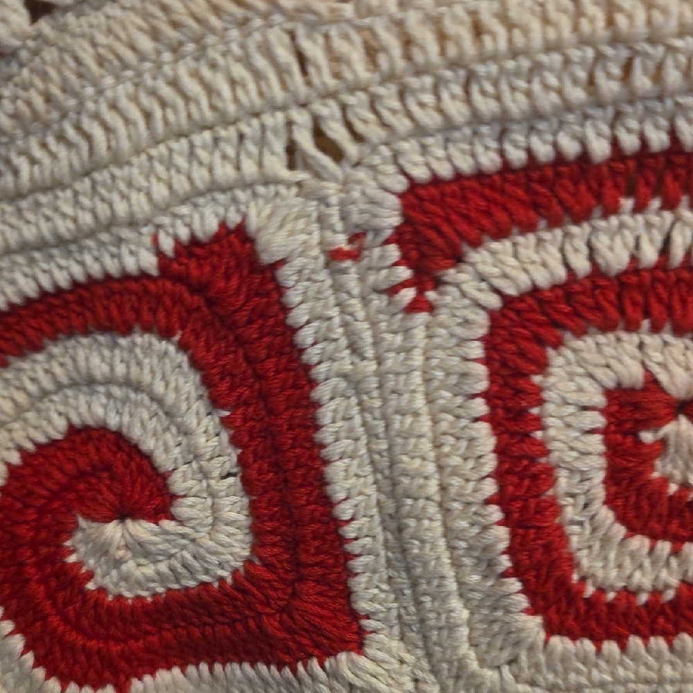 NEW $250 RHODE SLOANE HAND CROCHET CROP TOP IN RED & CREAM SIZE S - Picture 7 of 11